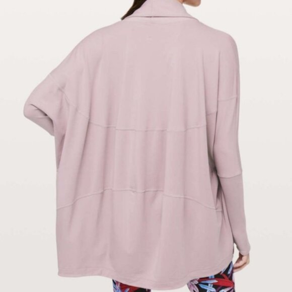Lululemon Back In Action Oversized Wrap Blush Pink Knit Modal Terry Sweater 2 - Picture 3 of 11
